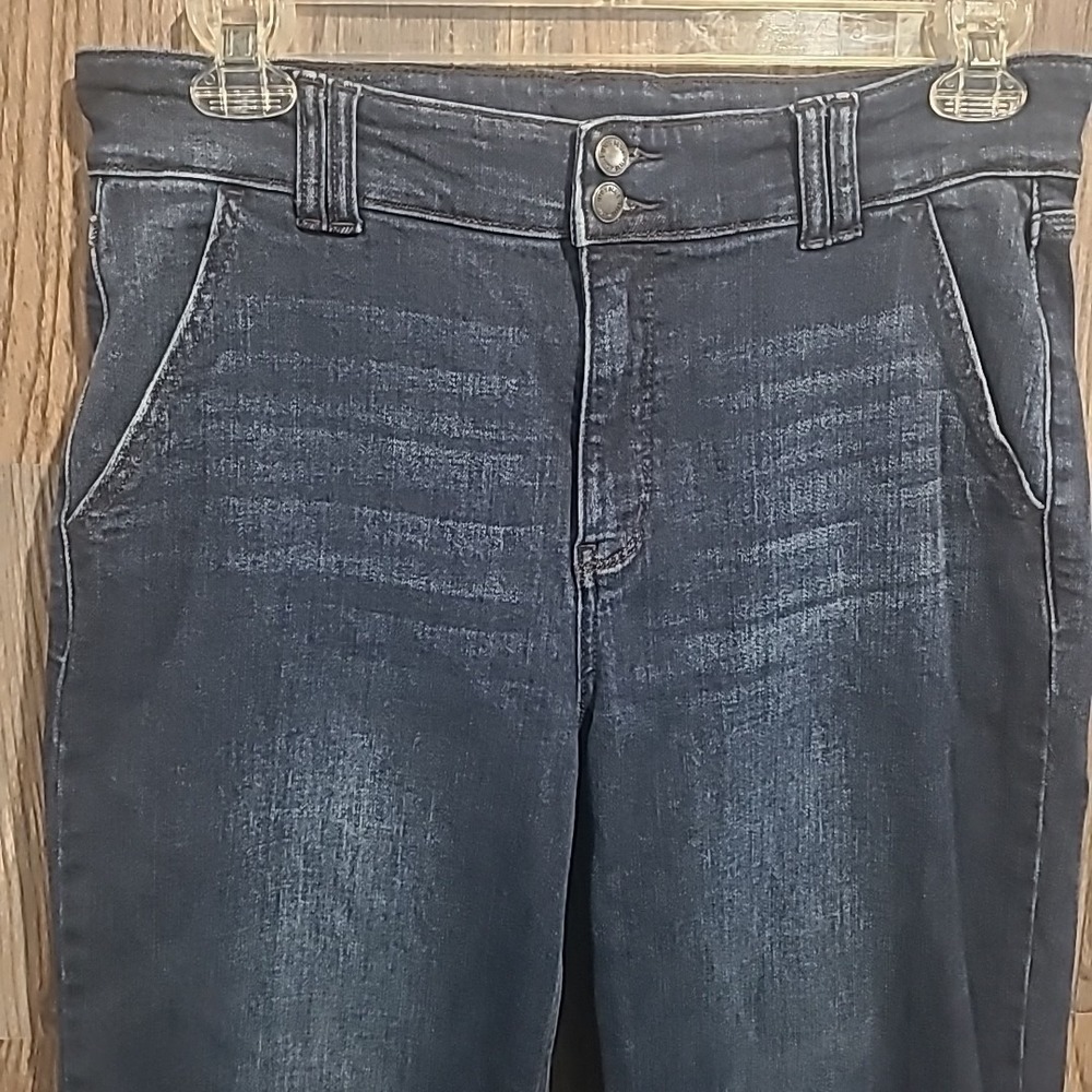 Judy Blue Wide Leg Jeans Size 13/31 x 29.5 Dark Wash High Rise Stretch - Picture 2 of 9
